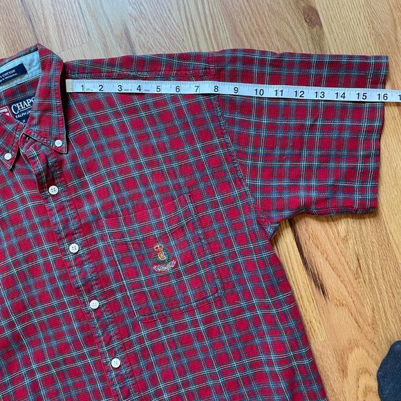 Chaps by Ralph Lauren Men's Button Down Short Sleeve Shirt Red Plaid Size Med - Picture 10 of 11